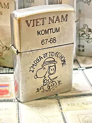 Zippo Lighter Vintage 1967 (|||| |||engraved) Snoopy Vietnam War Memorial Rare • $1057.60