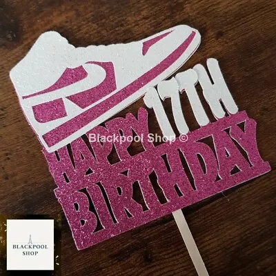 Nike Trainer Birthday Cake Topper Choose Your Colour Glitter & Age Personalisede • £4.99