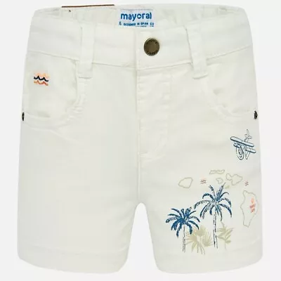Mayoral Boys White Shorts With Airplane Design Front Size 12 Months NWT • $28