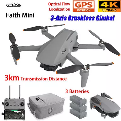 Faith Mini FPV GPS Drone 3-Axis Gimbal 4K HD Camera RC Quadcopter 3 Battery 3KM • £224