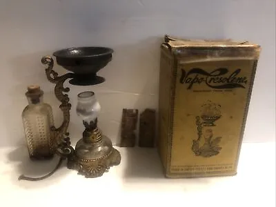 Antique Vapo Cresolene Vaporizer With Cork Vapo Cresolene Bottle And Box. • $150