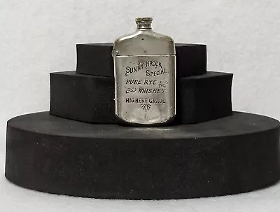 Vintage Sunny Brook Rye Whiskey Flask Silver Vesta Metal Match Safe Holder • $26.51