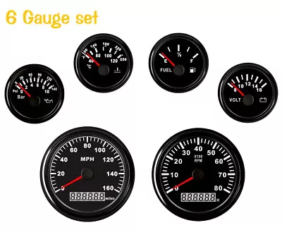 6 Gauge Set With Sender GPS 160MPH Speedometer Tacho Fuel Temp Volt Oil US STOCK • $218.49