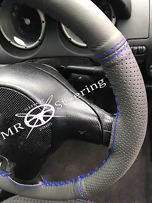 Grey Two Tone Leather Steering Wheel Cover For Volvo Truck Fmx 10+ R Blue Stitch • $51.90