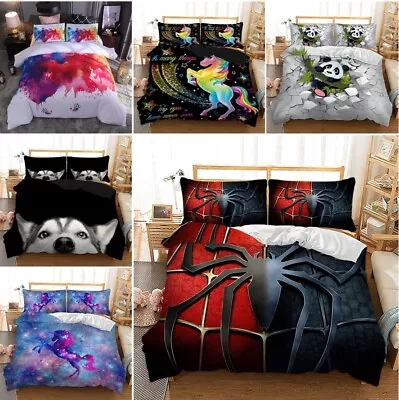 Spider Panda Duvet Quilt Cover Single Double King Size Pillow Cases Bedding Set • £21.99