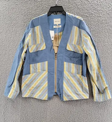 Nicholas Daley Stripe Zip Cardigan Men's M Blue Mustard V-Neck L/S W/ Pockets • $216.61