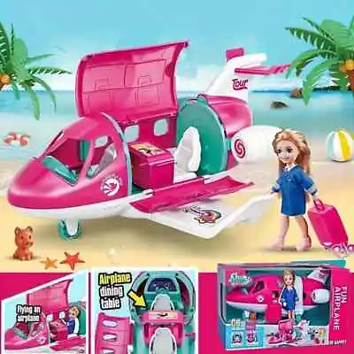 Barbie Style Doll Play Set Dream Plane Toy Airplane Caravan Toys And Doll • $85.09