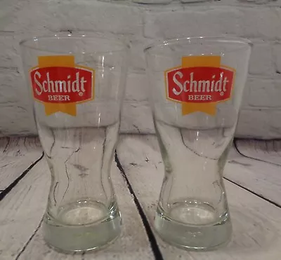 Vintage Schmidt Beer Glasses Jacob Schmidt Brewing Co 6  Lot Of 2 St Paul MN • $14.97