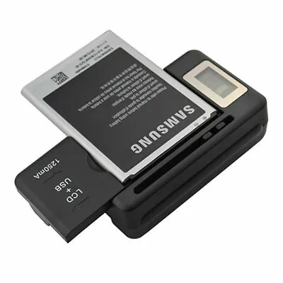 Universal External Mobile Phone Battery Desktop Charger Kit USB Port LCD Display • £6.75