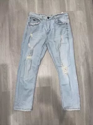 $21 • Buy Pull And Bear Blue Distressed Jeans Mens 32 