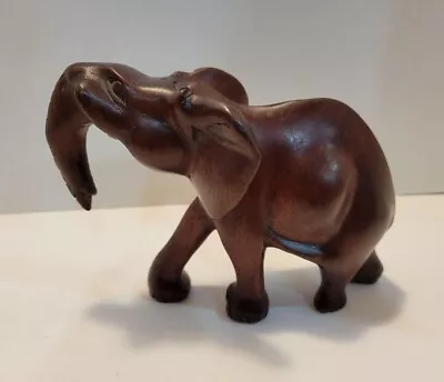 Vintage Hand Carved Elephant Wooden Sculpture Figurine Statue No Tusks • $13.25