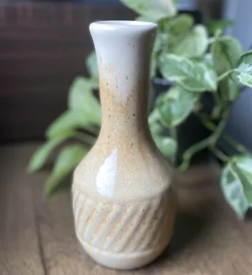 Vintage Stoneware Vase Cream Speckled F.T.D.A Retro Boho Cottagecore 80s Decor • $11.79