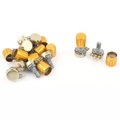 10 Pcs B10K 10K Ohm Linear Taper Rotary Potentiometer 10KB Pot + Knobs • £10.61