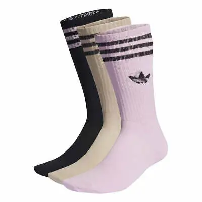 Adidas - Solid Crew 3 Pack Socks Black/Wonbei/Orcfus • $25