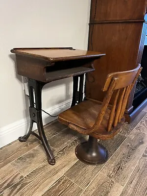 Antique Vintage Kenney Brothers & Wolkins #3 Child Adjustable Desk Chair Boston • $99