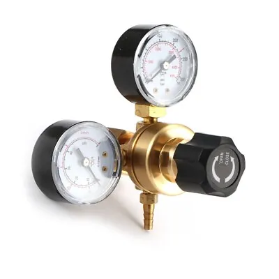 Gas Bottle Pressure Flow Regulator Dual Gauge Co2 Argon Nitrogen Mig Tig Welding • £17.99