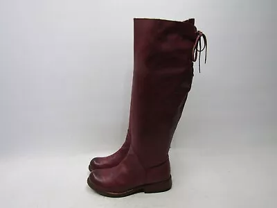 Steve Madden Womens Sz 7 Maroon Leather Zip Knee High Fashion Riding Boots • $38.94