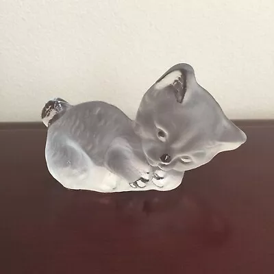 Viking Art Glass Cat Figurine Clear Bookend • $15.99