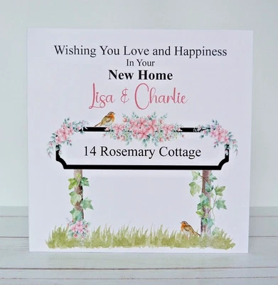 £3.95 • Buy Personalised Handmade New Home Card  Street Sign Robin Floral ( LC )