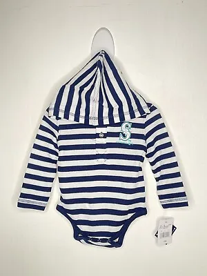 MLB Seattle Mariners One Piece Bodysuit Baby Sizes Months Waffle Knit Stripe • $9.99