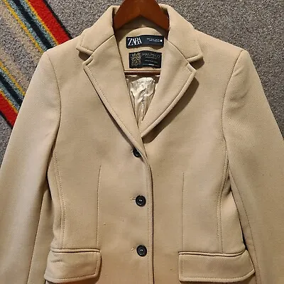 Zara Jacket Women's Small Manteco Camel Wool Blend Overcoat Coat • $85