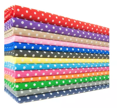 £1.25 • Buy POLYCOTTON POLKA DOT FABRIC - Various Colours 1/2 Metre & Metre - UK SELLER