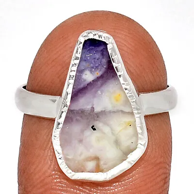 Natural Violet Flame Opal Slice - Mexico 925 Silver Ring Jewelry S.9 CR32357 • £8.91