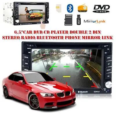 6.5  Car DVD CD Player Double 2 Din Stereo Radio Bluetooth Phone Mirror Link 12V • $142.99