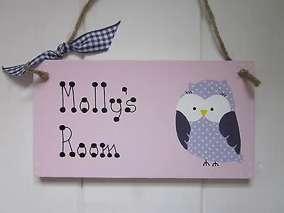 £4.99 • Buy Owl Personalised Name Girls Boys Baby Bedroom Nursery Door Sign Plaque