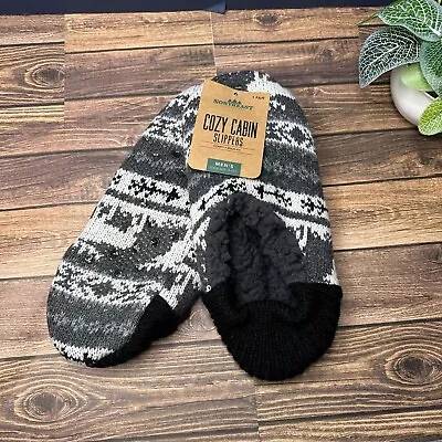 Northeast Outfitters Men's Cozy Cabin Slippers NWT Size Large (Black Grey Moose) • $14