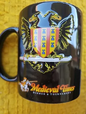 Medieval Times Dinner & Tournament Coffee Cup Mug Black Knight Horseback 2007 • $19.99