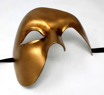 TOP QUALITY ANTIQUE GOLD HALF FACE PHANTOM Venetian Masquerade Party Ball Mask  • £14.99
