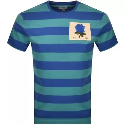 £34.99 • Buy Kent & Curwen England Rose Patch David Beckham Mens T-Shirt Mint Blue Striped