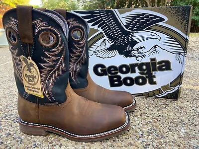 New Mens Georgia Carbo-Tec Elite Brown Leather Western Cowboy Work Boots GB00527 • $144.50
