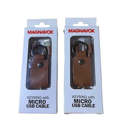 Magnavox Keyring With Micro USB Charging Cable Attached Leather Pouch Lot Of 2 • $10.92