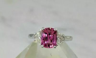 3Ct Cushion Cut Lab-Created Pink Sapphire Wedding Ring 14K White Gold Plated • $129.59