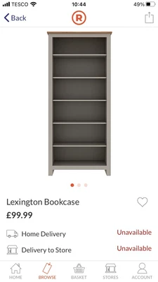 £49.99 • Buy Lexington Tall Grey Bookcase