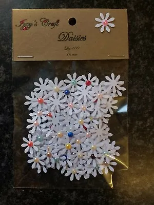 100 White DAISY Flowers Card MAKING#90CRAFT Wedding Table Birthday Gift Decors • £1.89