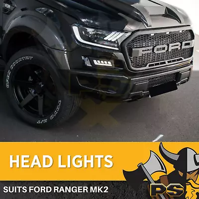 LED Mustang Head Lights Fit Ford Ranger XL XLT XLS Wildtrak T7 PX2 PX3 2015-2021 • $599