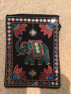 £2.99 • Buy Elephant Bag Ethnic Bohemian Zip Fastening Cross Body Bag BNWT Black Strap