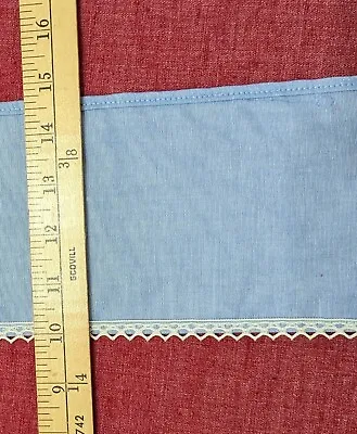 $6 • Buy Vintage 70s 80s Chambray Fabric Trim With Ivory Lace Edging 4 Yards X 4.75   W