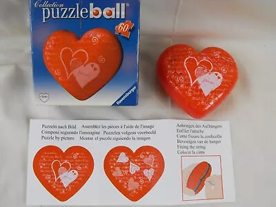 Ravensburger Puzzle Ball Collection 60 Piece 3-D Heart Puzzle - Complete • $7.49