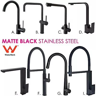 Matte Black Swivel Kitchen Tap Basin Sink Mixer Laundry Faucet Pull Out Spout • $89.50