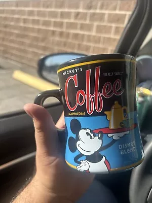 Mickeys “Really Swell” Coffee Disney Blend Theme Park Bright Black Blue 16oz Mug • $10