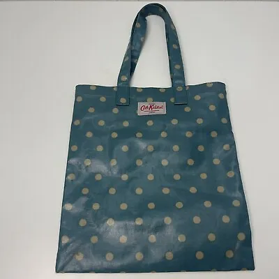 Cath Kidston Women's Oilcloth Shopper Bag BlueWhite Spot Design Green Turquoise • £9.99