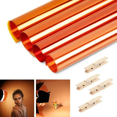 1/2 1/4 1/8 Full CTO Orange Lighting Filter Gel Sheets Theatre 50x40cm With Clip • £11.99