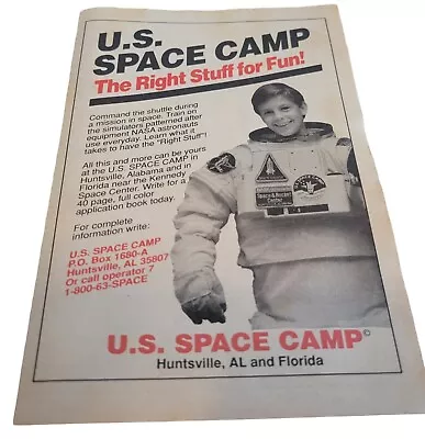 Vtg 1990 US Space Camp Print AD Florida Kennedy Center Kids Astronaut NASA 90's • $9