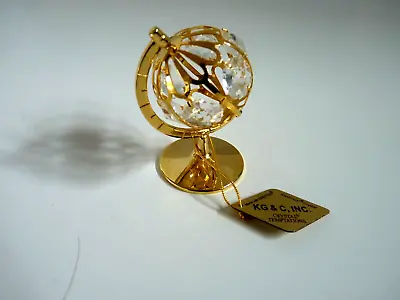 24K Gold Plated Austrian Crystal Globe Miniature Swarovsky Crystal 2.5  Tall • $14.99