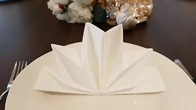 £0.99 • Buy Star Luxury Linen Feel Folded Paper Napkin White Pk6 Christmas Table Decoration