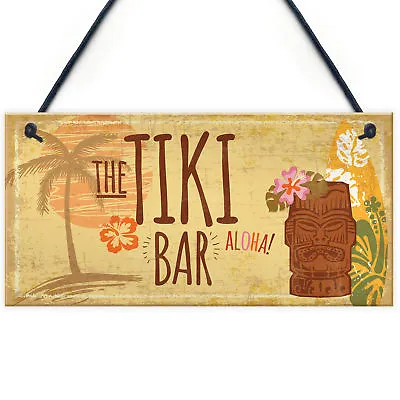 £3.99 • Buy The Tiki Bar Party Hanging Bar Pub Plaque Beer Cocktails Beach Decoration Sign